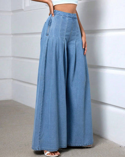 Lässige High-Waist Straight Leg Jeans-Hose