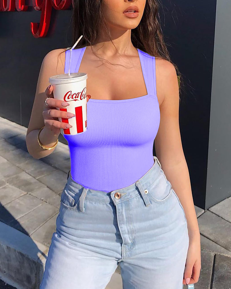 Ärmelloser Body mit Rippenmuster