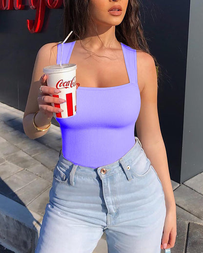 Ärmelloser Body mit Rippenmuster