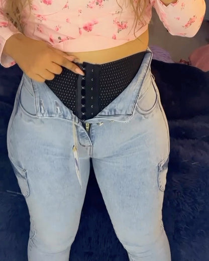 High-Waist Bauchformendes Figurstraffende Faja-Jeans