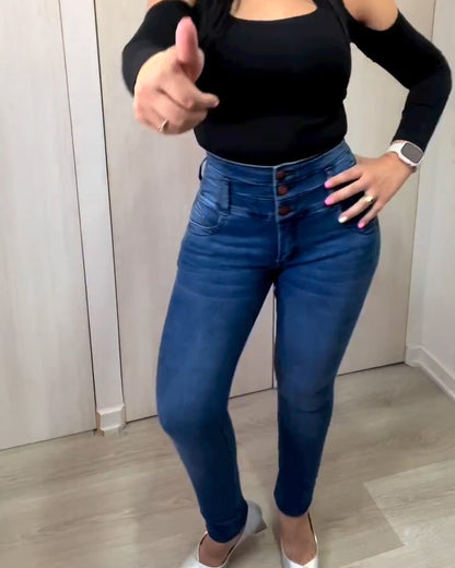 Hochtaillierte Skinny Faja Jeans mit Bauchweg-Effekt