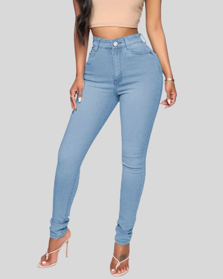 Hüfthebende Pfirsich-Po-High-Waist-Jeans