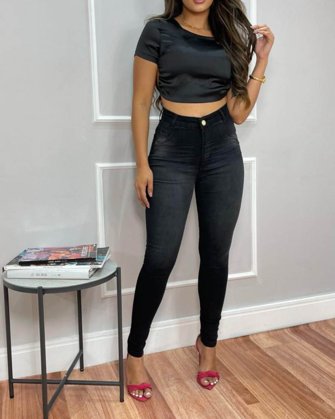 Schmale Faja-Jeans in Grau