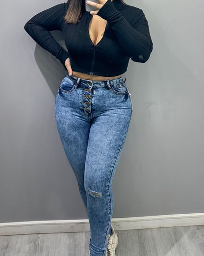 Bauchweg- und Po-Lift-Jeans