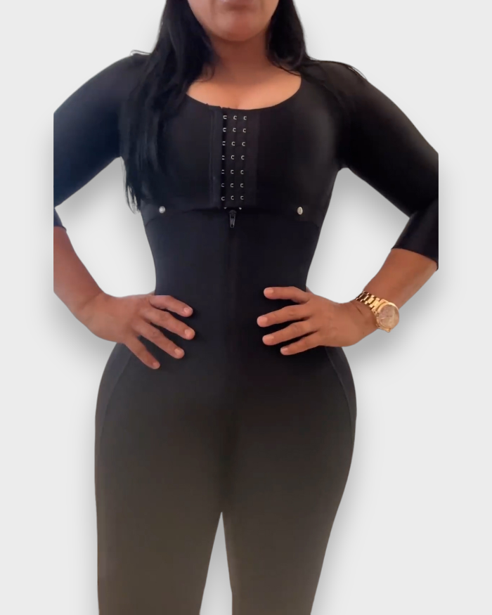 Ganzkörper-Mieder mit hoher Kompression, Langarm und Po-Lifting
