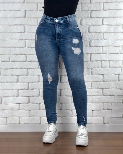 Hochtaillierte Skinny Ripped Jeans