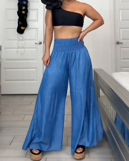 Gerade Geschnittene Weite Hellblaue Hose