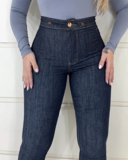 Deep Blue High Waist Skinny Jeans mit Butt Push Up-Effekt