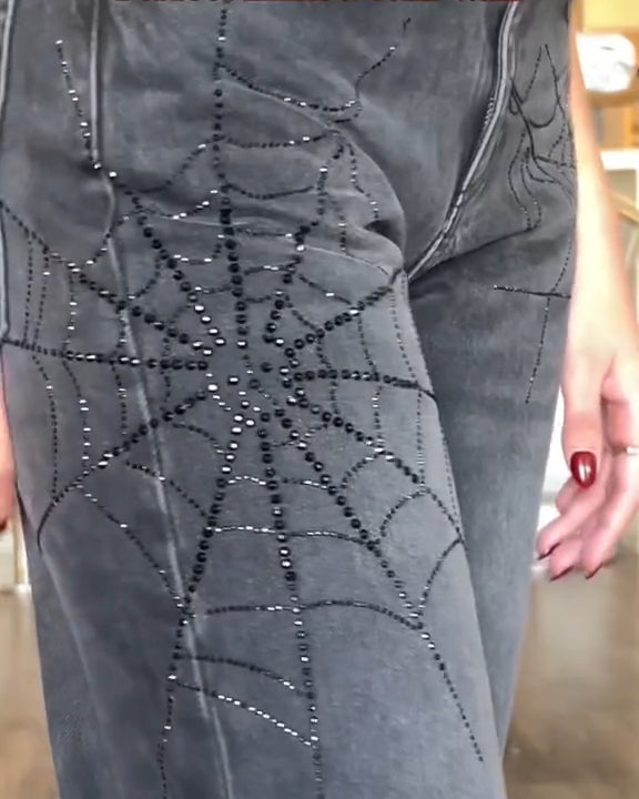 Halloween Schwarze Spinnenweben-Jeans