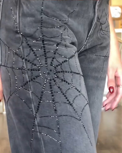 Halloween Schwarze Spinnenweben-Jeans