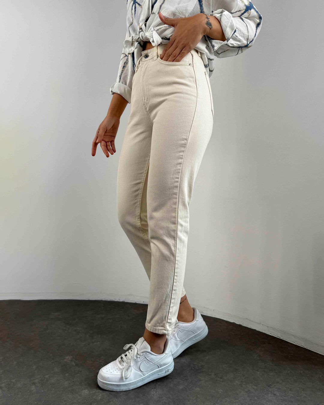 Hochtaillierte Mom Damenjeans