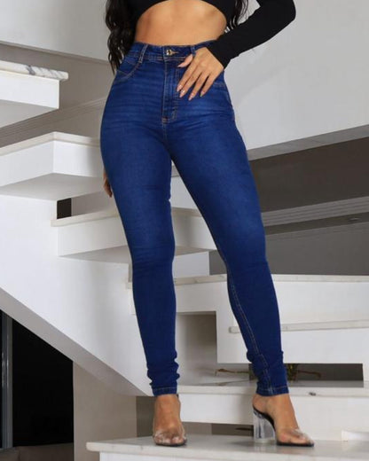 Faja-Jeans mit petrolfarbener Korsage