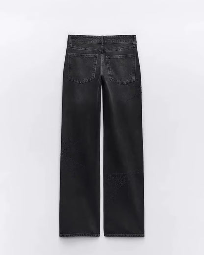 Halloween Schwarze Spinnenweben-Jeans