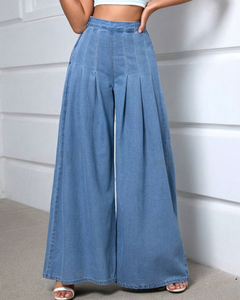 Lässige High-Waist Straight Leg Jeans-Hose
