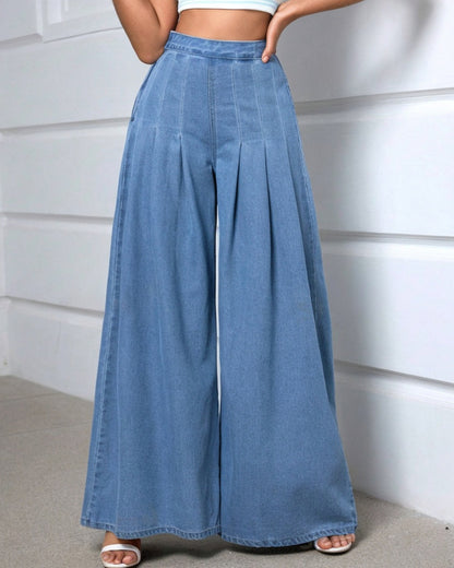 Lässige High-Waist Straight Leg Jeans-Hose