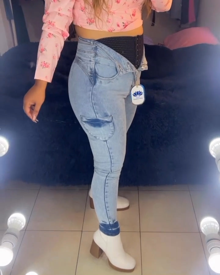 High-Waist Bauchformendes Figurstraffende Faja-Jeans