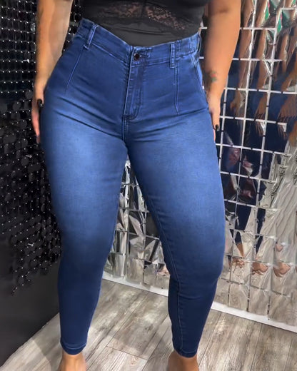 Hochbund-Skinny-Jeans mit Popo-Formung