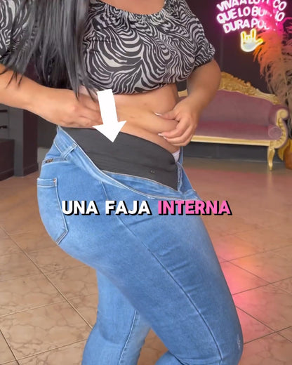 Skinny Jeans mit Bauchformender Miederhose aus Stretchdenim