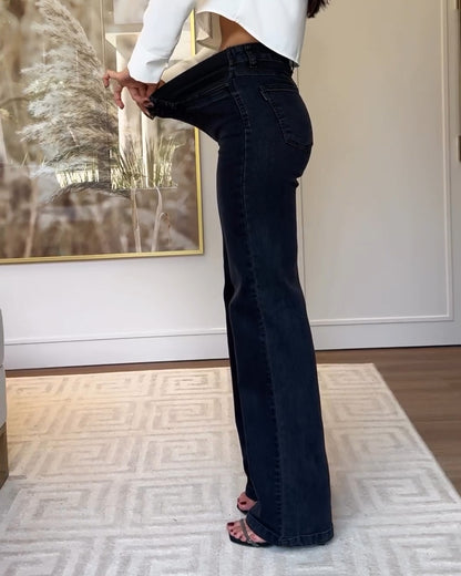 Hochtaillierte Gerade Jeans