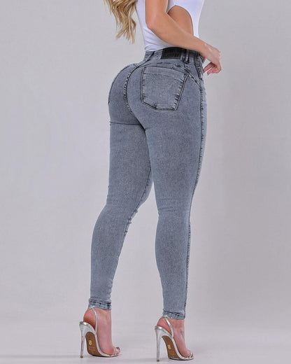 Hochbund Reißverschluss Skinny Jeans