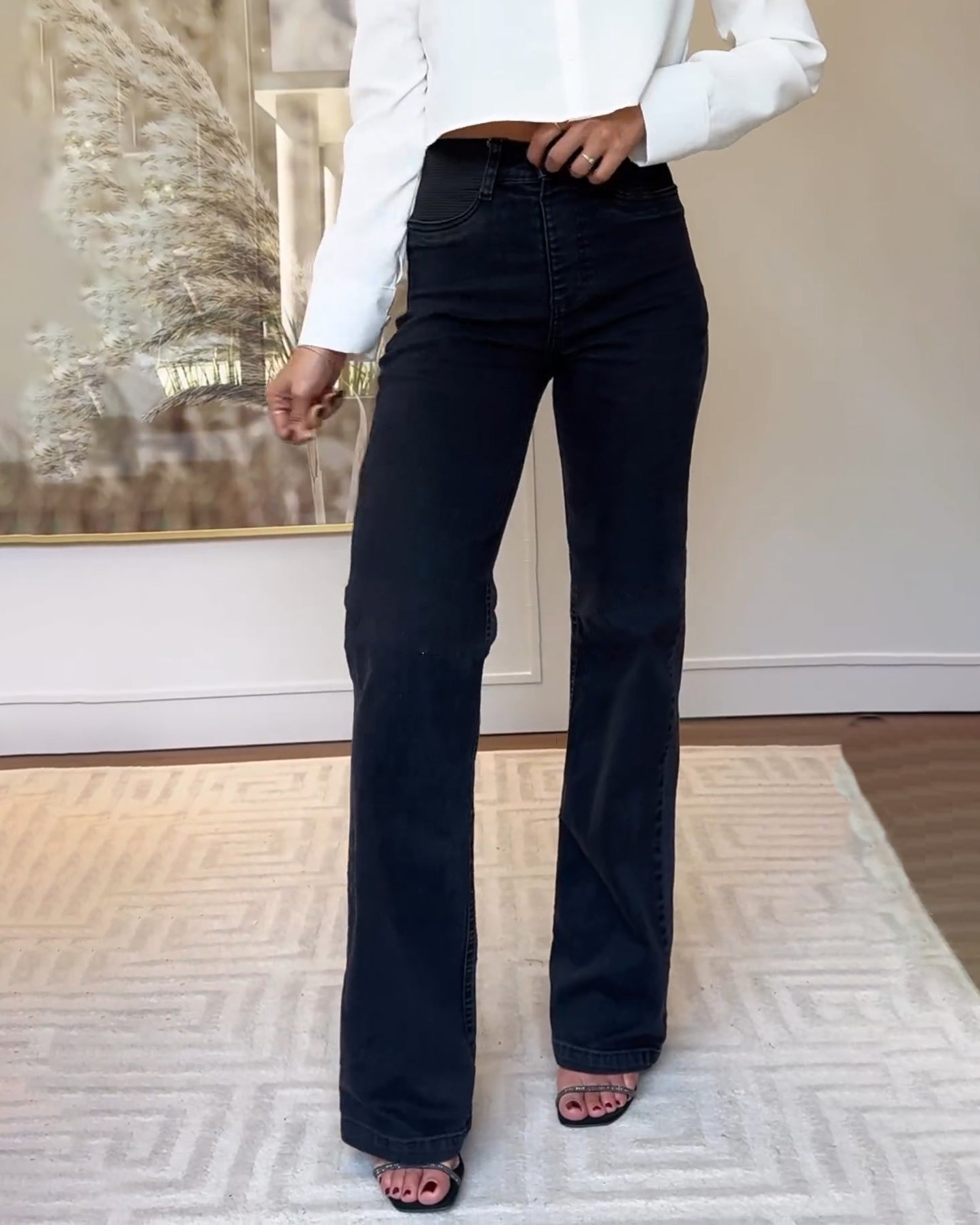 Hochtaillierte Gerade Jeans