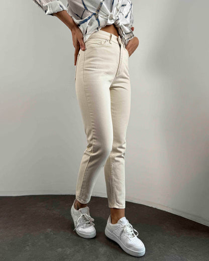 Hochtaillierte Mom Damenjeans