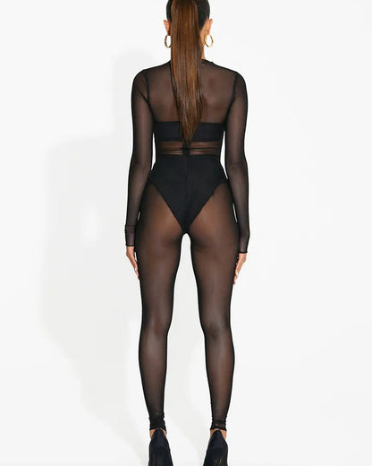 Schwarze Durchsichtige Jumpsuit