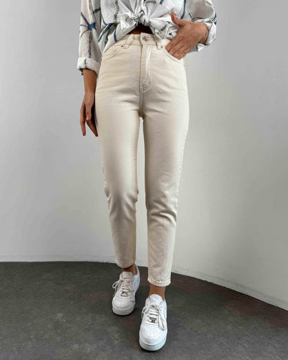 Hochtaillierte Mom Damenjeans