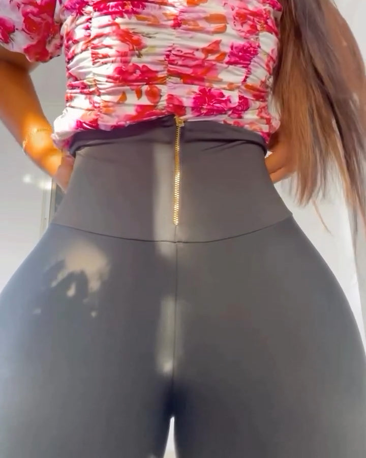 High-Waist Reißverschluss Leggings