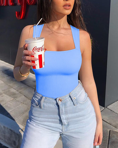 Ärmelloser Body mit Rippenmuster