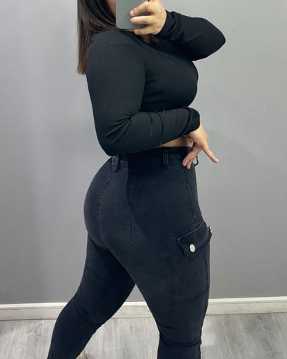 High-Waist Skinny-Jeans mit Po-Lifting