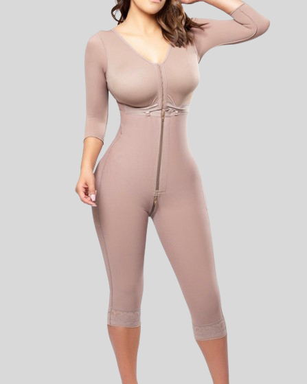 High Compression Bauchkontroll-Mittellang-Faja mit Ärmeln