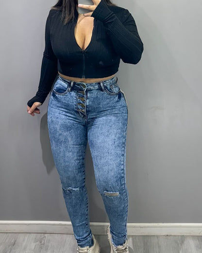 Bauchweg- und Po-Lift-Jeans