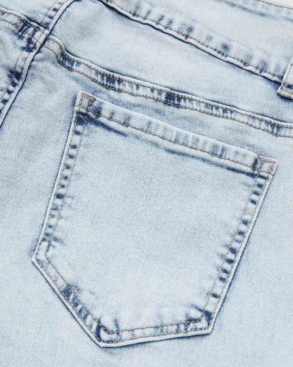 Mehrfachtaschen Doppelknopf Mid-Rise Flared Cargo Jeans