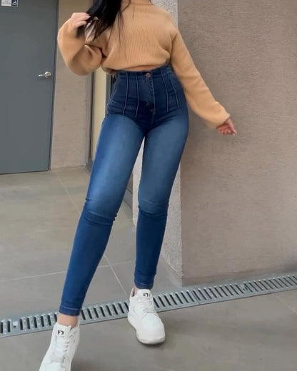 Hochbundige Po-Push-up Jeans