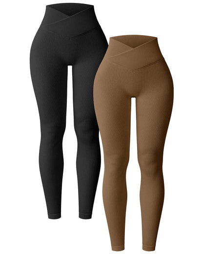 Hochsitzende Kreuzüberschlagende Leggings