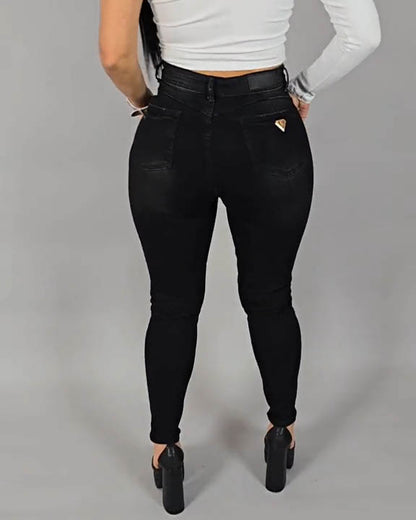 Hochbund-Slim-Fit-Faja-Jeans mit Push-up-Effekt