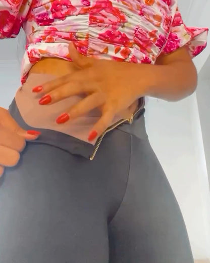 High-Waist Reißverschluss Leggings