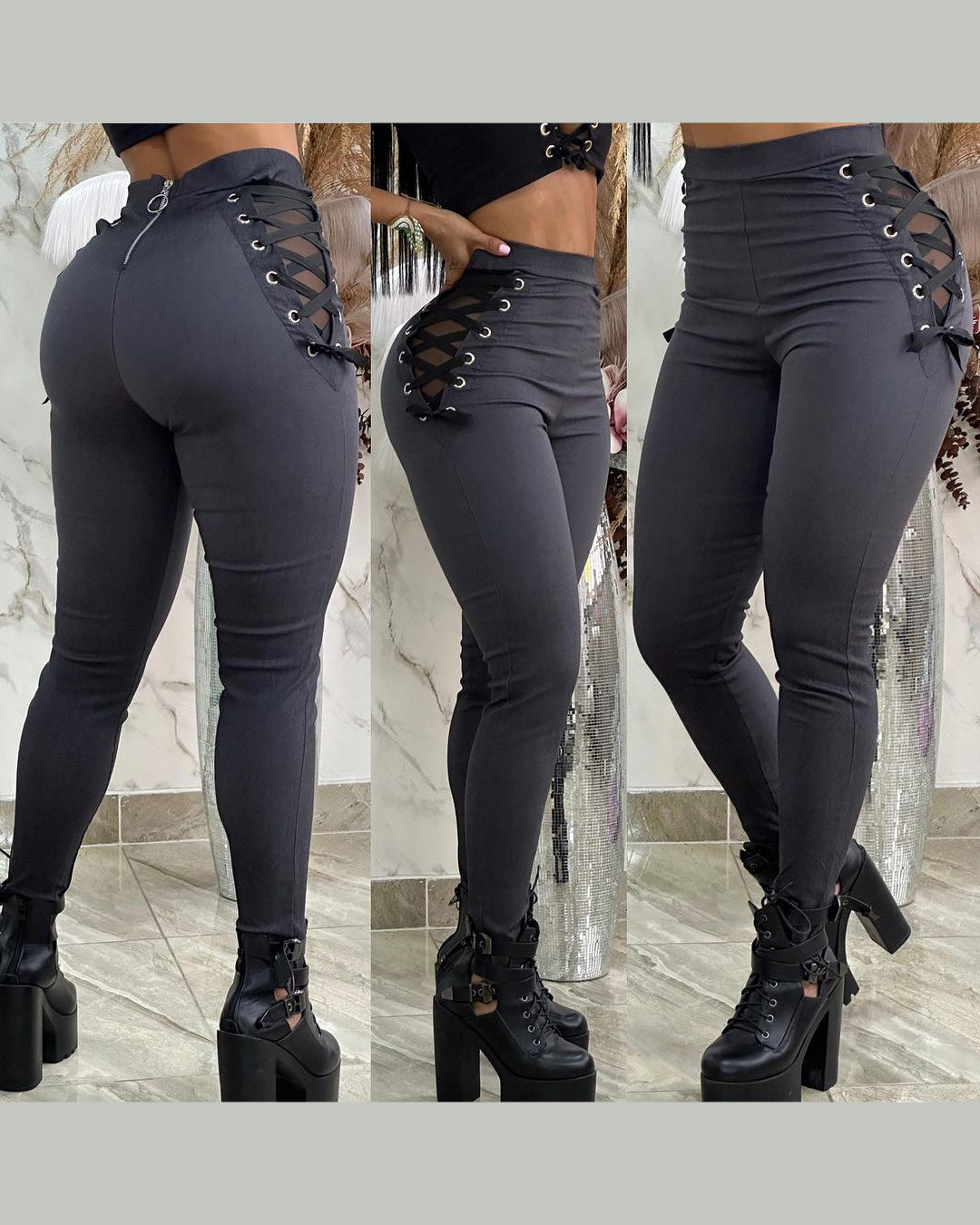 Skinny-Jeans mit Reißverschluss hinten