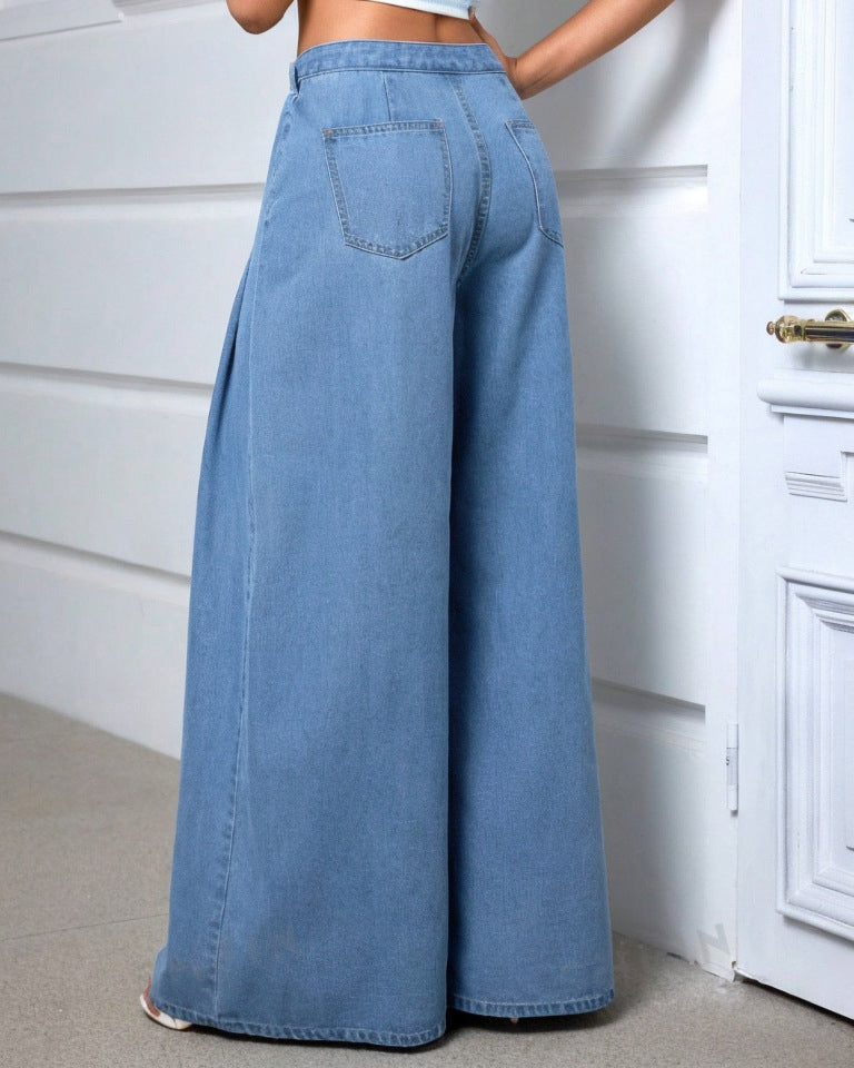 Lässige High-Waist Straight Leg Jeans-Hose