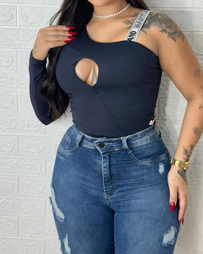 Hochtaillierte Skinny Ripped Po-Push-up Jeans