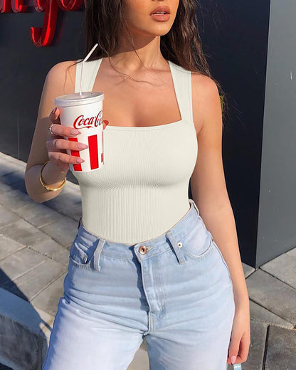 Ärmelloser Body mit Rippenmuster