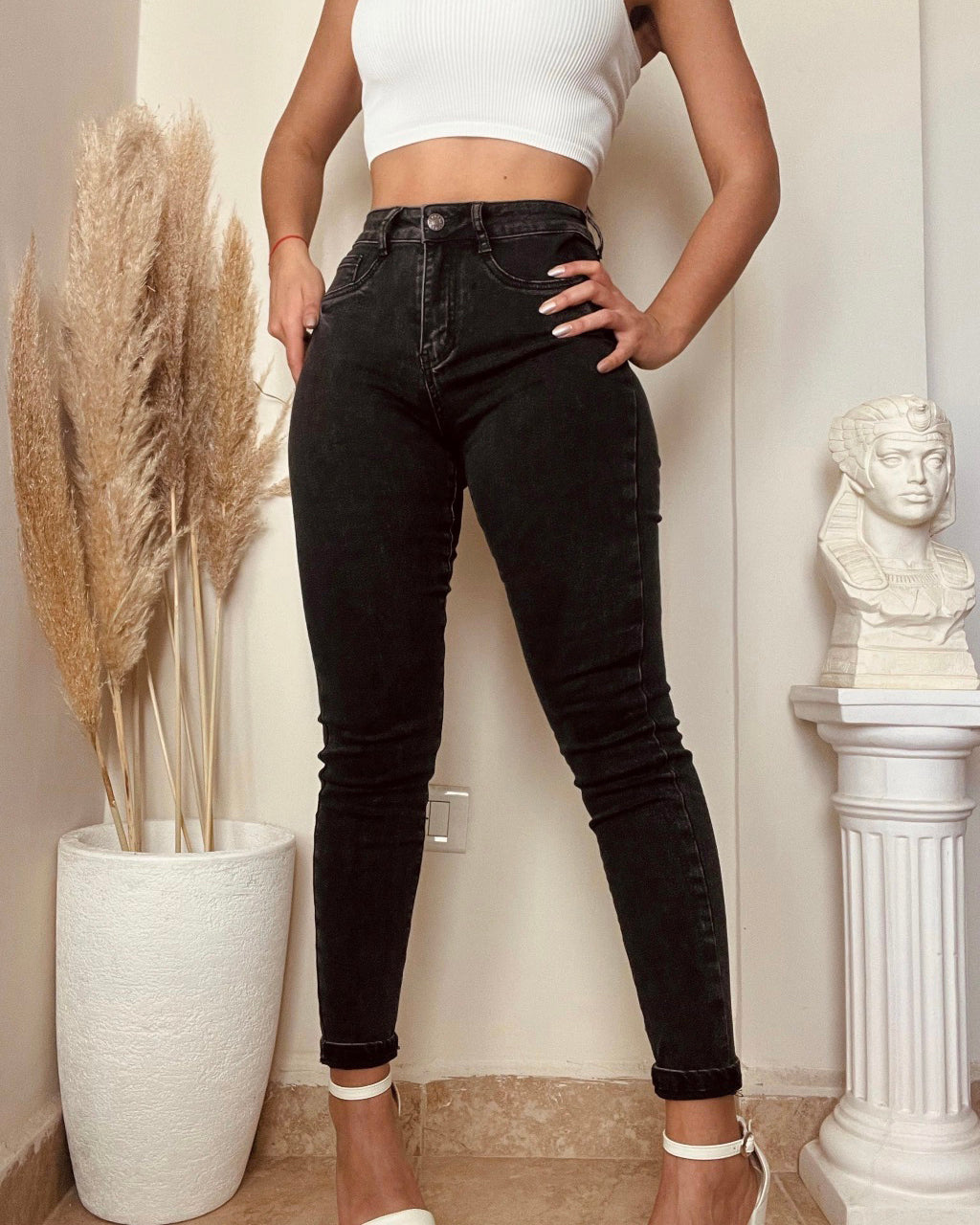 Faja-Jeans mit Po-Lift Mieder Dunkelgrau
