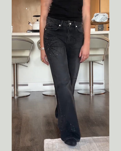 Halloween Schwarze Spinnenweben-Jeans