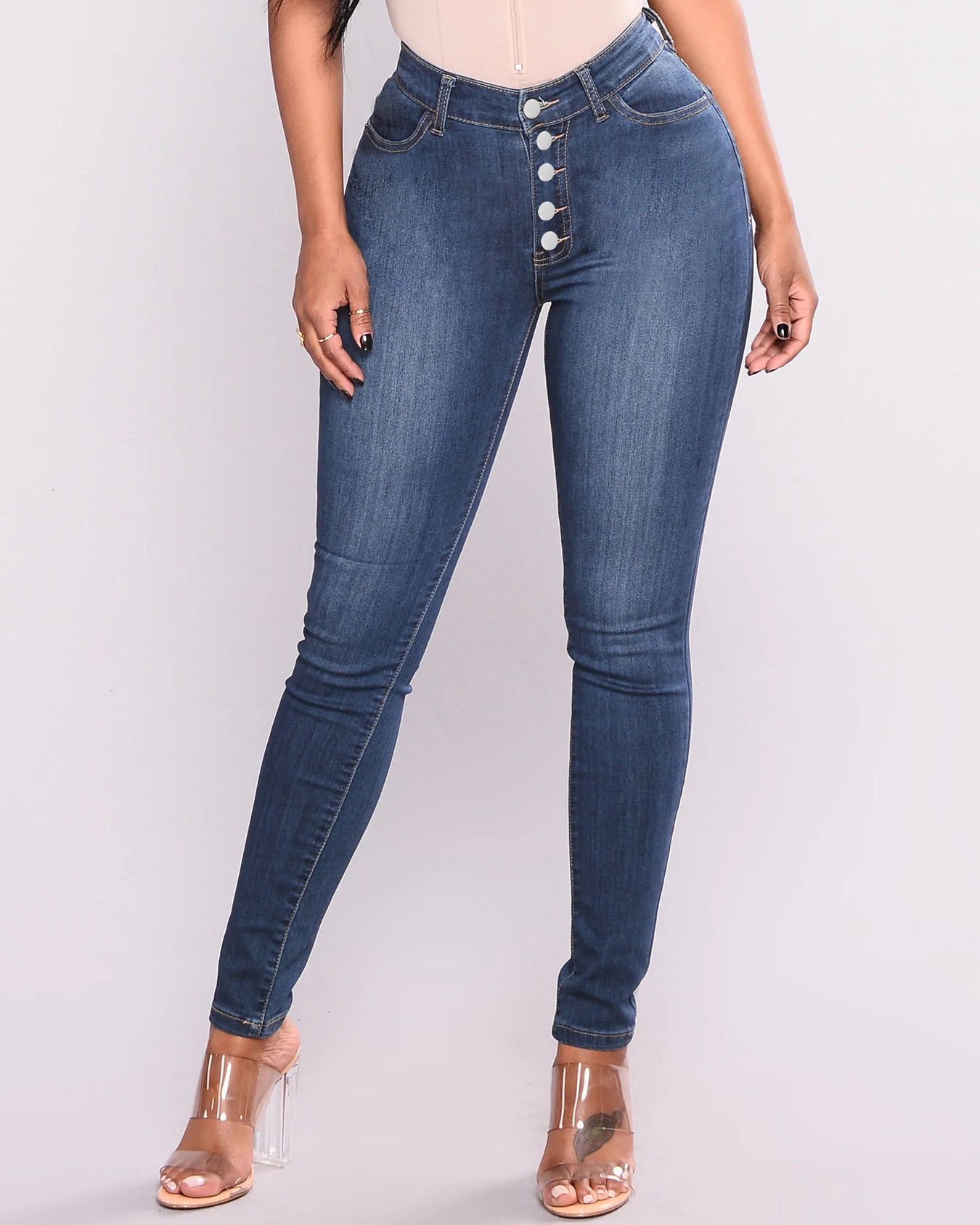 Hochtaillierte Skinny Po-Push-up Jeans