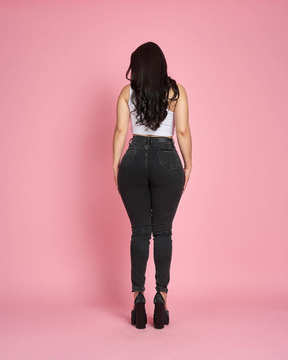 Skinny-Faja-Jeans mit Popo-Push-up und Bauchweggürtel