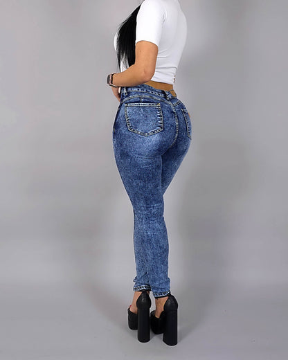 Hochgeschnittene figurformende Faja-Jeans