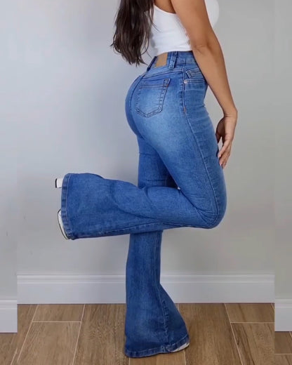 Schmal geschnittene Bootcut-Jeans