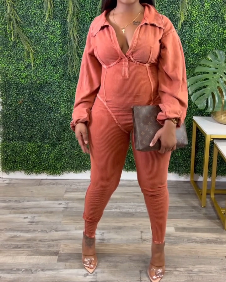 Baddie Mineralgewaschener Korsett-Jumpsuit