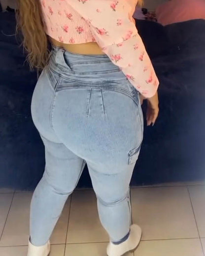 High-Waist Bauchformendes Figurstraffende Faja-Jeans